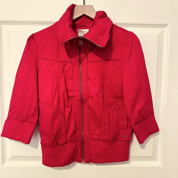 Tulle  | Jacket | Red Bomber Jacket with High Collar - Picture 1 of 10
